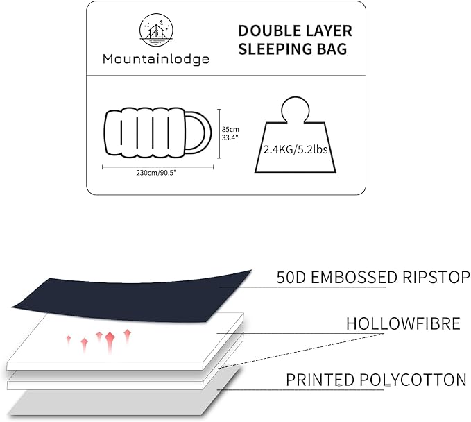 Polycotton Sleeping Bag for Adult&Kids,Cold&Warm Weather Large with Compression Sack and Water Resistant for Family Camping,Travel and Car Camping