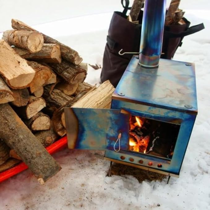 Seek Outside Titanium Wood Stove for Backpacking Camping Hunting | Large Standard Stove With 7.5' Pipe