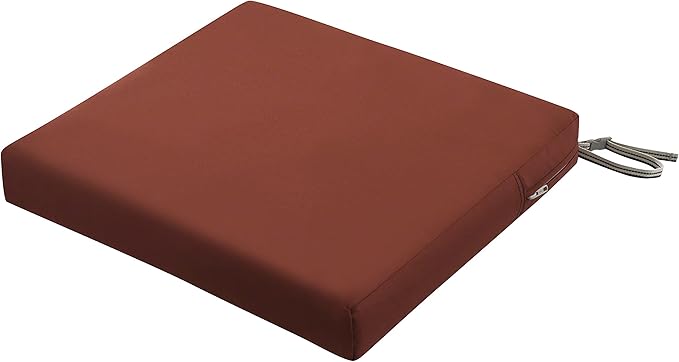 Classic Accessories Ravenna Water-Resistant 22 x 21 x 3 Inch Patio Seat Cushion, Spice, Chair Seat Cushion