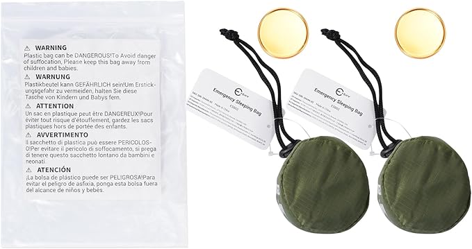 Esky Emergency Sleeping Bag, Portable Emergency Blanket Thermal Bivy Sack, Waterproof Lightweight Survival Gear with Compass for Camping Hiking Outdoor Adventure