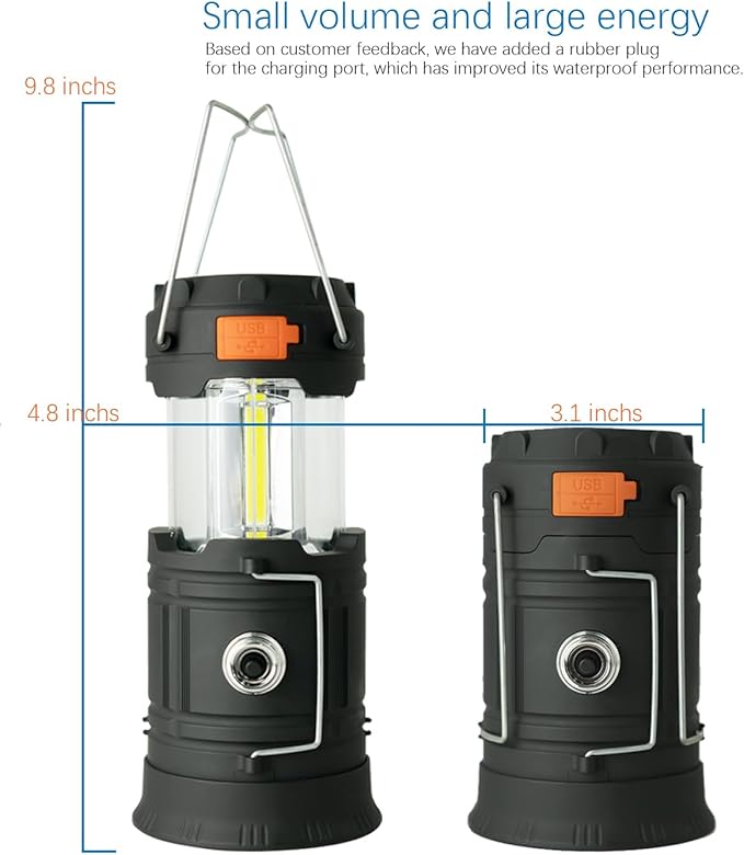 Hand Crank Solar Camping Lantern, Large Capacity Portable Ultra Bright LED Torch, USB Charger, Electronic Lantern for Outdoor (2)