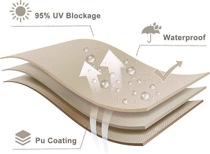 LOVE STORY Waterproof 7'x13' Rectangle Taupe Sun Shade Sail Cannoy UV Resistant for Outdoor Patio Garden Backyard