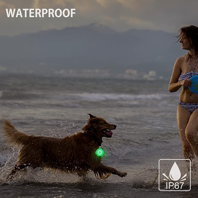 2-Pack Dog Light with USB Rechargeable, Color Changing Collar Light,IP67 Waterproof LED Safety Lights