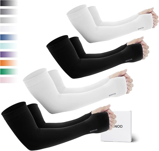 GOUNOD Sun Protection Cooling Arm Sleeves with Thumb Holes - Gardening Outdoors Sports Workouts Sunscreen Arm Sleeves