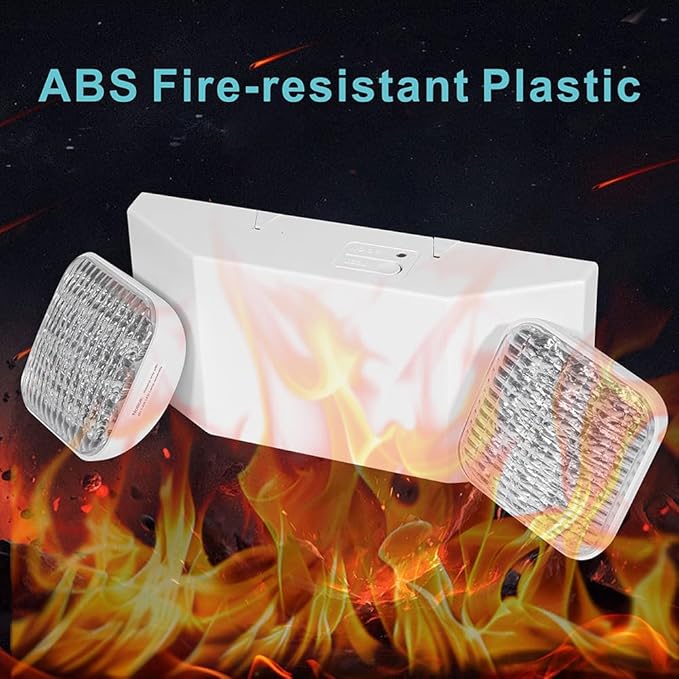 AKT LIGHTING Commercial Emergency Light, UL Certified, White Emergency Light Fixture with 2 LED Square Heads Adjustable & Backup Batteries Exit Lighting Pack of 6