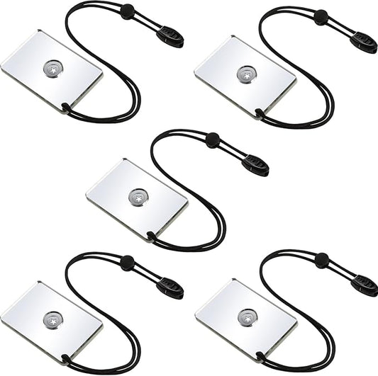 Ferraycle 5 Pieces Signal Mirror Survival Reflective Mirror with Lanyard Compass Whistle Outdoor Emergency Rescue Reflective Signal Star Flash Tool for Hiking Camping Backpacking Emergency Situations