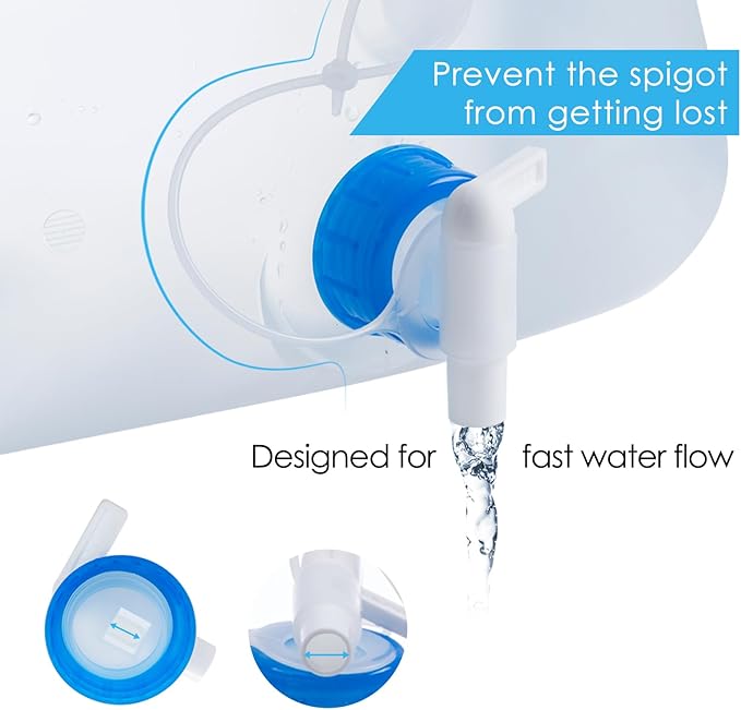 Collapsible Water Container with Spigot, 2×2.6 Gallon BPA Free Camping Water Storage Jug Carrier for Outdoors Hiking Backpack RV&Emergency, Survival Water Canteen-Portable Foldable Transparent