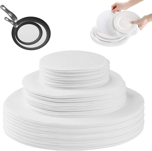 Plate China Storage Dividers, 144 Pieces with 3 Different Sizes Premium Felt Plate Dividers Round China Dish Protectors for Porcelain Cookware Protecting and Stacking, White