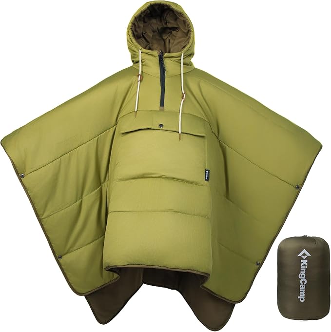 KingCamp Camping Wearable Hoodie Blanket Poncho Ultralight Sleeping Bag Adult, Outdoor Stadium Water-Repellent