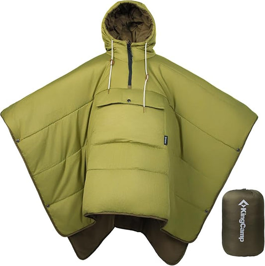 KingCamp Camping Wearable Hoodie Blanket Poncho Ultralight Sleeping Bag Adult, Outdoor Stadium Water-Repellent