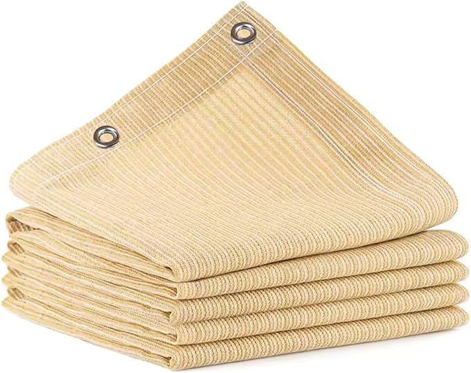 90% Shade Cloth for Garden, 8x25 Ft Beige Patio Sun Shade Fabric with Grommets, UV Protection, Outdoor Privacy Screen Shade Screen, Breathable Mesh Tarp Cover for Pergola, Deck, Porch, Pool