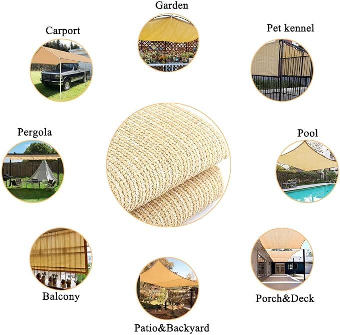 Shade Cloth 90% 8x8 Ft Sun Shade Mesh Netting Cover for Pergola, Garden, Outdoor, Patio, Deck, Backyard