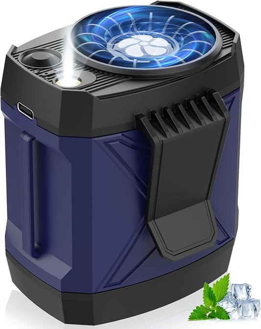 Portable Fan for Under Shirt, Waist Fan Clip On Belt, 4-in-1 Rechargeable Fans with LED Light, Phone Stand, Fast Charging 4-Speed Hip Personal Fans for Fishing, Outdoor, Makeup, Kitchen