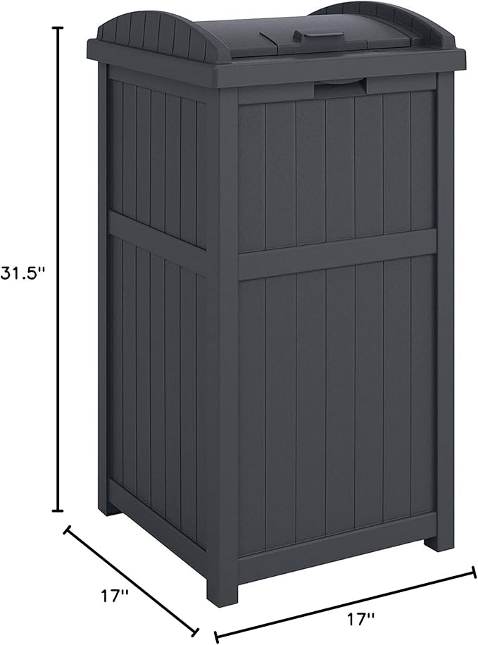 Suncast 4 Pack Outdoor Waste Bin Trash Hideaway Container with Latching Lid, 33 Gallon Capacity