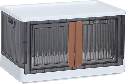 HAIXIN Storage Cabinet, 19 Gal Folding Storage Box, Stackable Cube Storage Organizer, White, 25.19 x 15.74 x 14.5 inches, 1 Pack