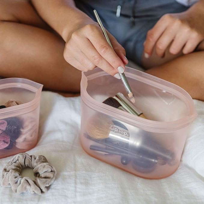 Zip Top Reusable Food Storage Bags | Large Dish [Teal] | Silicone Meal Prep Container | Microwave, Dishwasher and Freezer Safe | Made in the USA