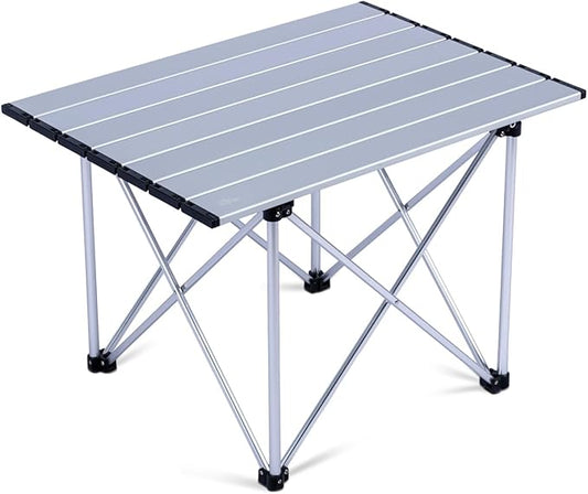 iClimb Ultralight Compact Camping Folding Table with Carry Bag (Reinforced Silver - L)