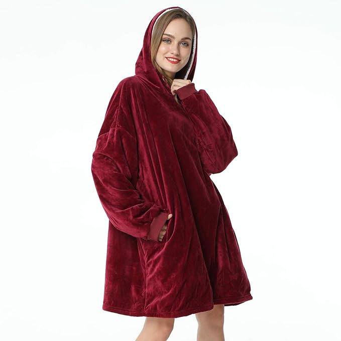 LetsFunny Blanket Hoodie,Oversized Wearable Sherpa Fleece Blanket Sweatshirt,Super Soft Warm Cozy with Giant Pocket,Gifts for Women Men Adults Teenagers Kids, One Size Fits All