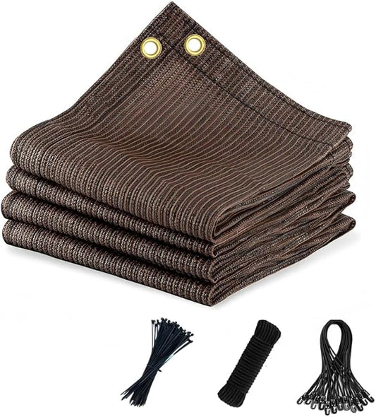 90% Sun Shade Cloth for Patio, 12x24 Ft Breathable Sunshade Fabric for Garden, UV Resisant & Privacy Protection Shade Screen for Pergola, Backyard, Deck, Pool, Balcony, Mocha