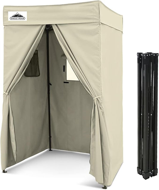 EAGLE PEAK Flex Compact 4x4 Pop-up Canopy Changing Room, Portable Privacy Dressing Room for Indoor Fashion Photoshoots, Camping, or Pool, Cream