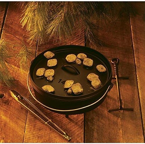 Lodge 10 Quart Pre-Seasoned Cast Iron Camp Dutch Oven with Lid - Dual Handles - Use in the Oven, on the Stove, on the Grill or over the Campfire - Black