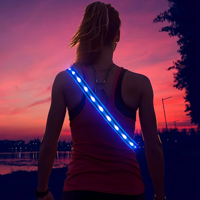 Illumifun LED Running Belt - USB Rechargeable Light Up Sash, High-Visibility Elastic Waistband Light for Running Cycling Hiking Camping Nighttime Activities