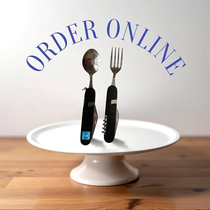 outdoor/camping 6-in-1 multi-function flatware silverware set, include knife, fork, spoon, corkscrew, bottle opener and fruit fork