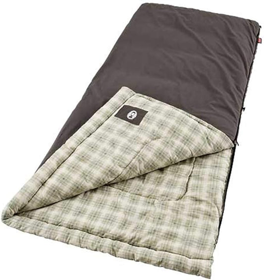 Coleman Heritage Big & Tall 10°F Flannel Sleeping Bag, XL Sleeping Bag Fits Adults up to 6ft 7in Tall, Machine Washable, Great for Camping, Hunting, Guests, & More