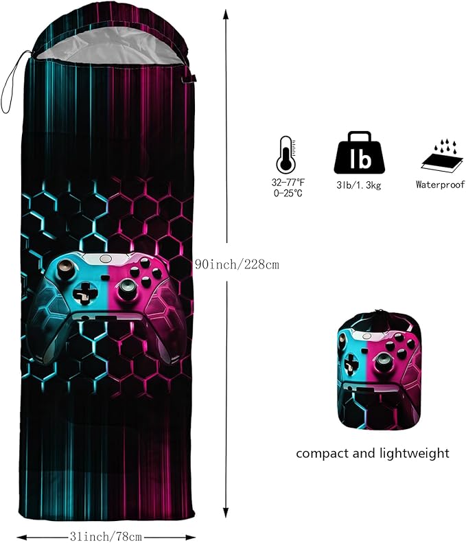 QOOMO Camping Sleeping Bags,3 Season Warm & Cool Weather,Lightweight,Waterproof Sleeping Bags for Adults & Kids,Traveling,and Outdoors,Camping Gear Equipment