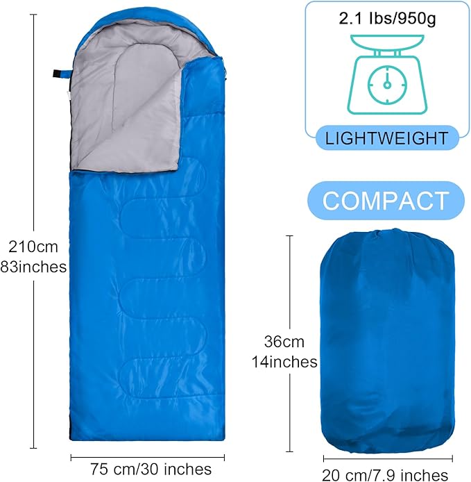 Tudomro 16 Pack Camping Sleeping Bags Bulk Adults Envelope 4 Season Cold Warm Weather Lightweight Waterproof Compact Backpacking Sleeping Bag for Travel Hiking