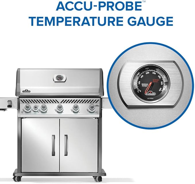 Napoleon Rogue PRO 625 Natural Gas Grill with Infrared Side Burner, Stainless Steel, Durable 6-Burner BBQ