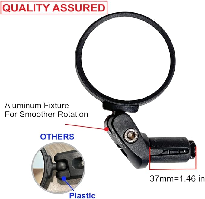 Hafny Bar End Bike Mirror, Stainless Steel Lens, Safe Rearview Mirror (Black 62 Diameter * 2PCS)