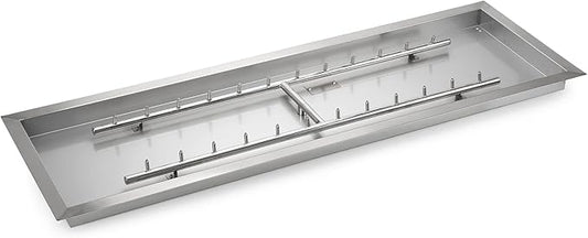 Stanbroil 48 x 14 Inch Upgrade Rectangle Fire Pit Jet Burner Pan, 304 SS Propane Gas Firepit for Outside DIY Fire Pit Table, High Flame, BTU 185,000 Max