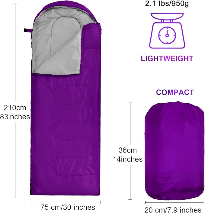 Macarrie 6 Pack Camping Sleeping Bags Bulk for Adults, 4 Season Cold Weather Sleeping Bag with Compression Sack Lightweight Waterproof Essential Gear for Backpacking Hiking Travel