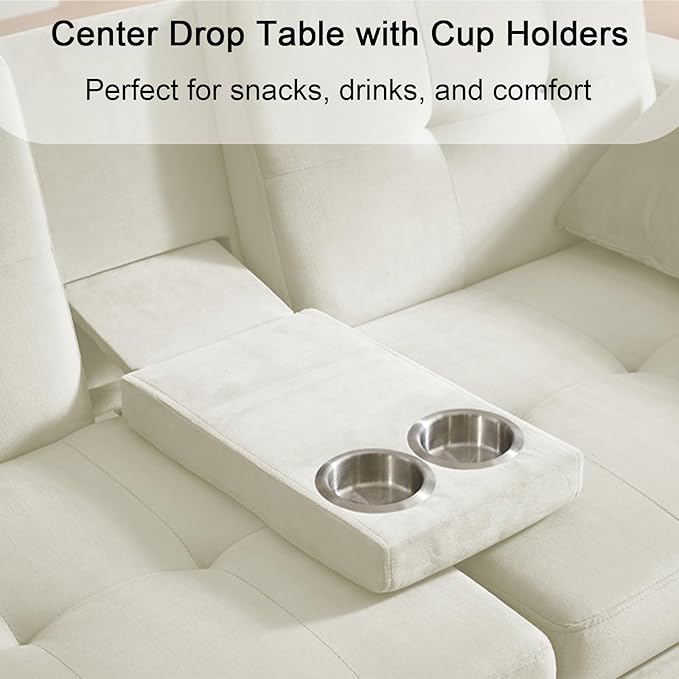 70" Queen Size Sofa Bed for Living Room – Pull-Out Sleeper Sofa Couch with Cup Holder, Phone Holder, USB Charging Port, Solid Wood Frame, Easy Assembly, Space-Saving Design for Small Apartments