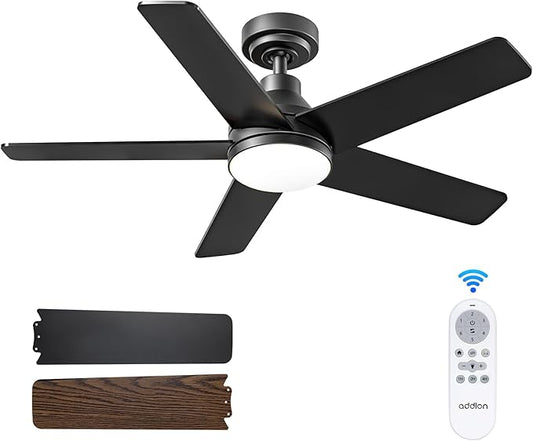 addlon Ceiling Fans with Lights, 42 inch Black Ceiling Fan with Light and Remote Control, Reversible, 3CCT, Dimmable, Noiseless, Small Ceiling Fan for Bedroom, Farmhouse, Indoor/Outdoor Use