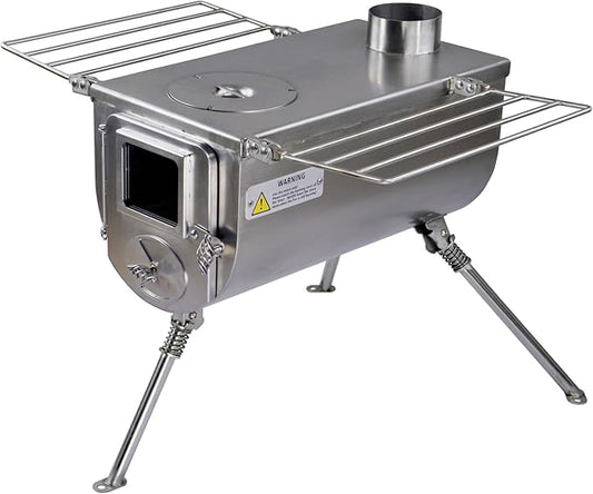 Winnerwell Woodlander Large Tent Stove | Portable Wood Burning Stove for Tents, Shelters, and Camping | 1500 Cubic Inch Firebox | Precision Stainless Steel Construction | Includes Chimney Pipe