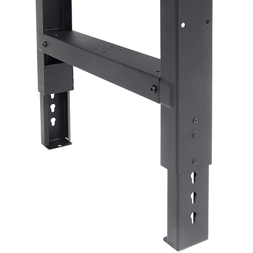 Global Industrial Adjustable Height Workbench C-Channel Leg, Maple Butcher Block Square Edge, 72"W x 30"D, Black