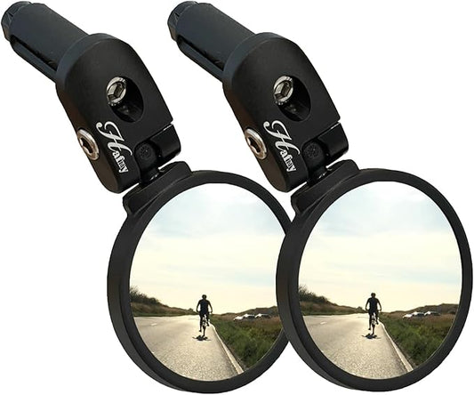Hafny Bar End Bike Mirror, Stainless Steel Lens, Safe Rearview Mirror (Black 62 Diameter * 2PCS)
