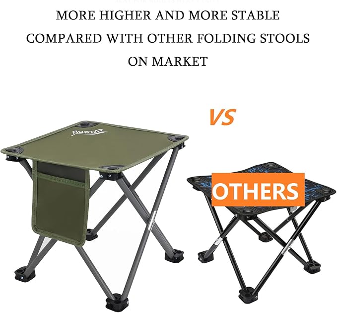 Roptat 2 Pack Camping Stool,Portable Folding Compact Lightweight Stool Seat for Camping Fishing Hiking Gardening Outdoor Walking Backpacking Travelling and Beach with Carry Bag