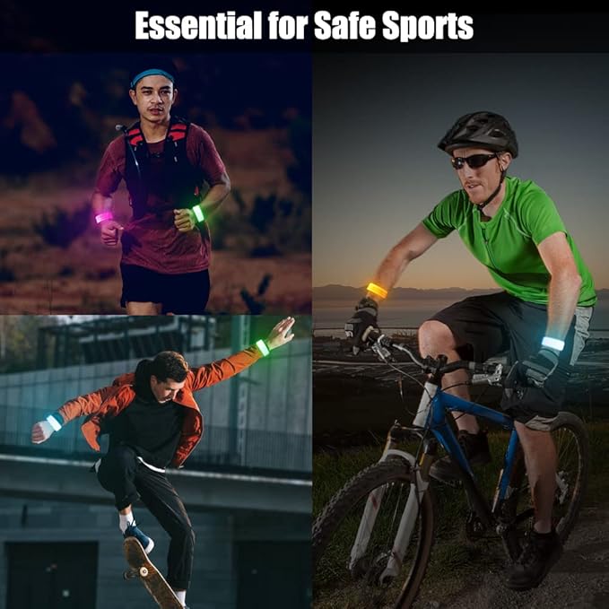 Dilabnba 6PCS Led Light Up Slap Wristband for Running Night Safety, Glow in The Dark Slap Bracelets Arm Band Reflective Strips for Cycling Walking Concert Camping Party