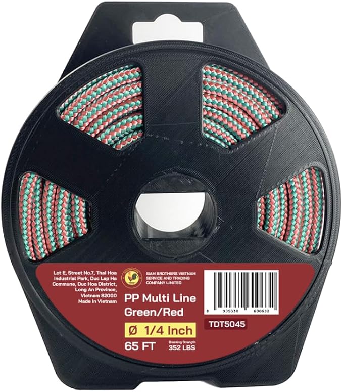 1/4" x 65' (6 mm x 20 m) 16 Strand Strong Heavy-Duty Tactical Paracord, Clothes Line Camping Utility - All-Purpose Lightweight Diamond Braid Rope for Tie, Pull, Swing, Knot