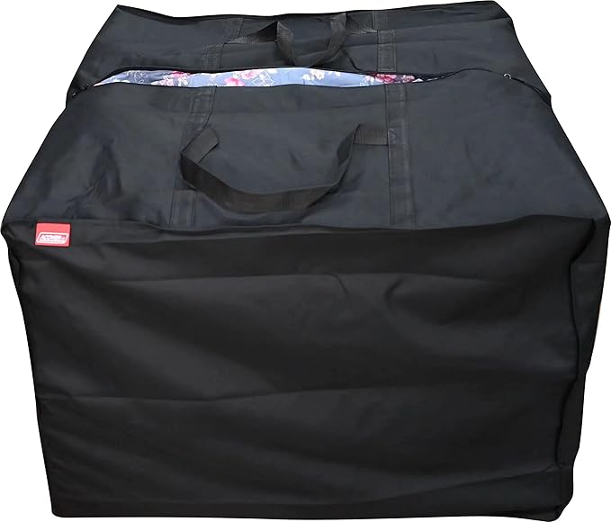 Outdoor Square Cushion/Cover Storage Bag, Protective Zippered Storage Bags with Handles, 32''L x 32''W x 24''H Black