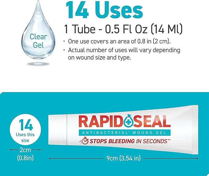 Wound Gel (1 Tube) | Stops Bleeding in Seconds | Ideal for Cuts, Scrapes, Razor Nicks for Emergency First Aid Supplies