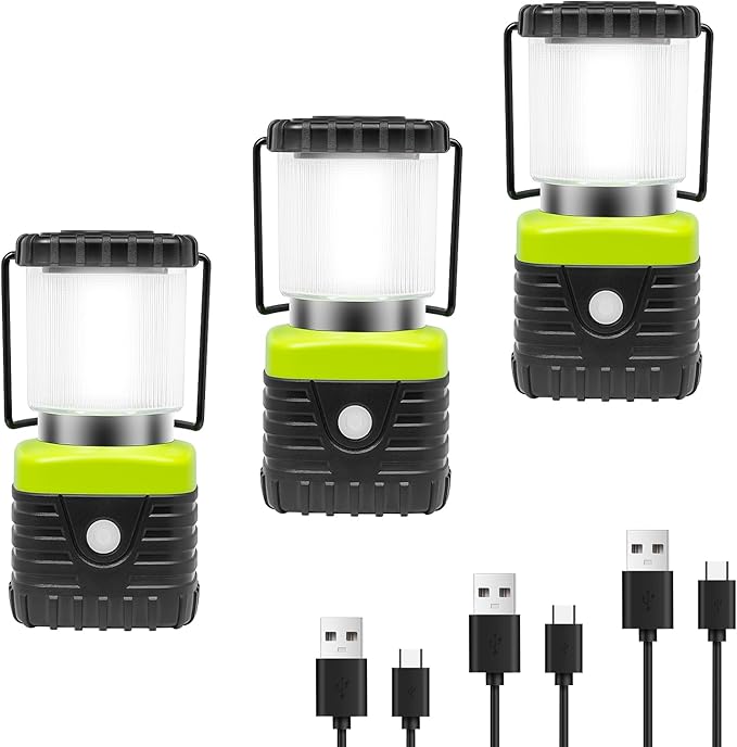 3Packs LED Camping Lantern Rechargeable 1000LM, 4500mAh Power Bank, IP44 Waterproof Lantern Flashlight for Hurricane Emergency, Hiking