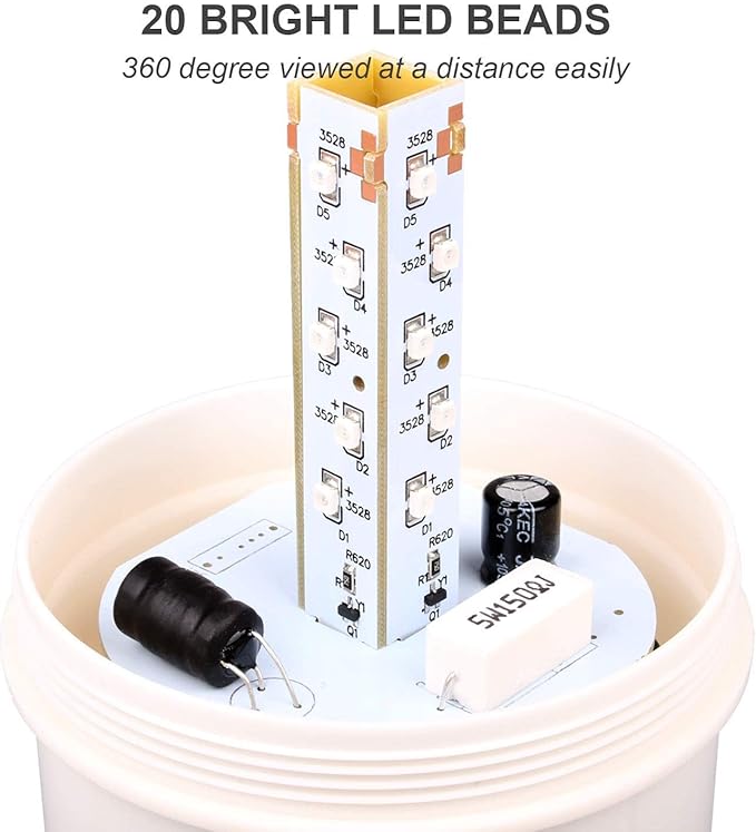 Industrial LED Rotating Strobe Beacon Warning Lights, Electrical Revolving Signal Lights for Emergency, 110v AC, Red, No Buzzer