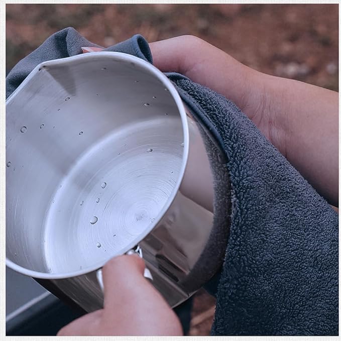 BSGB Camping Pot with Lid Fork Knife Spoon Bag and Detachable Handle 1L/34oz 304 Stainless Steel Pot Travel Coffee Pot Camping Tea Kettle Cookware Hiking Picnic Backpacking Survival