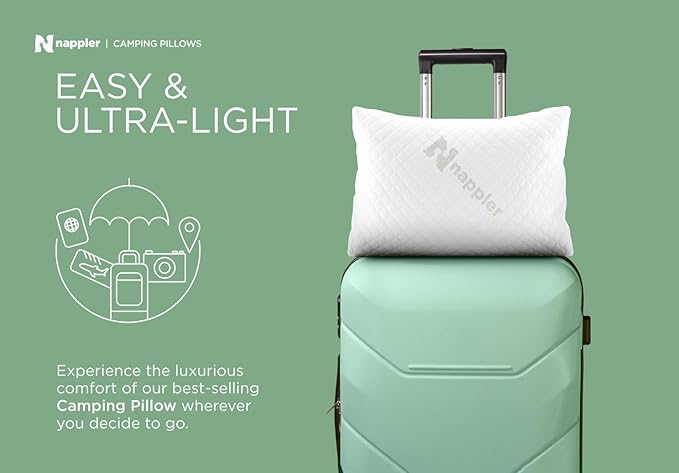 Small Shredded Memory Foam Pillow for Travel and Camping - Compressible Medium Firm Bed Pillow, Contoured Support, Breathable Cover, Machine Washable, Ideal Backpacking, Airplane and Car