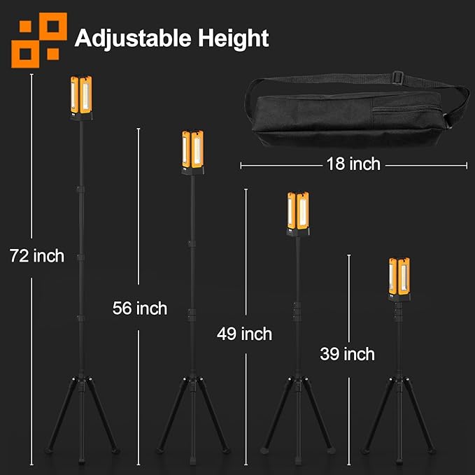 13200mAh Rechargeable Solar Work Light,IPX4 Waterproof with Folding Stand Support and Portable Carrying Bag, 8000 Lumen Stepless Dimmable, 4 Lighting Modes, White/Warm/Warm White (Standard)