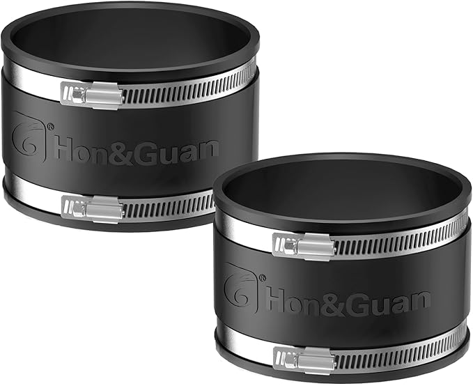 Hon&Guan 4 Dust Collection Fittings Rubber Noise Reduction Clamp for 4 Inch PVC Pipe/HVAC Inline Duct Fans and Carbon Filters/Duct Reducer, 2PCS